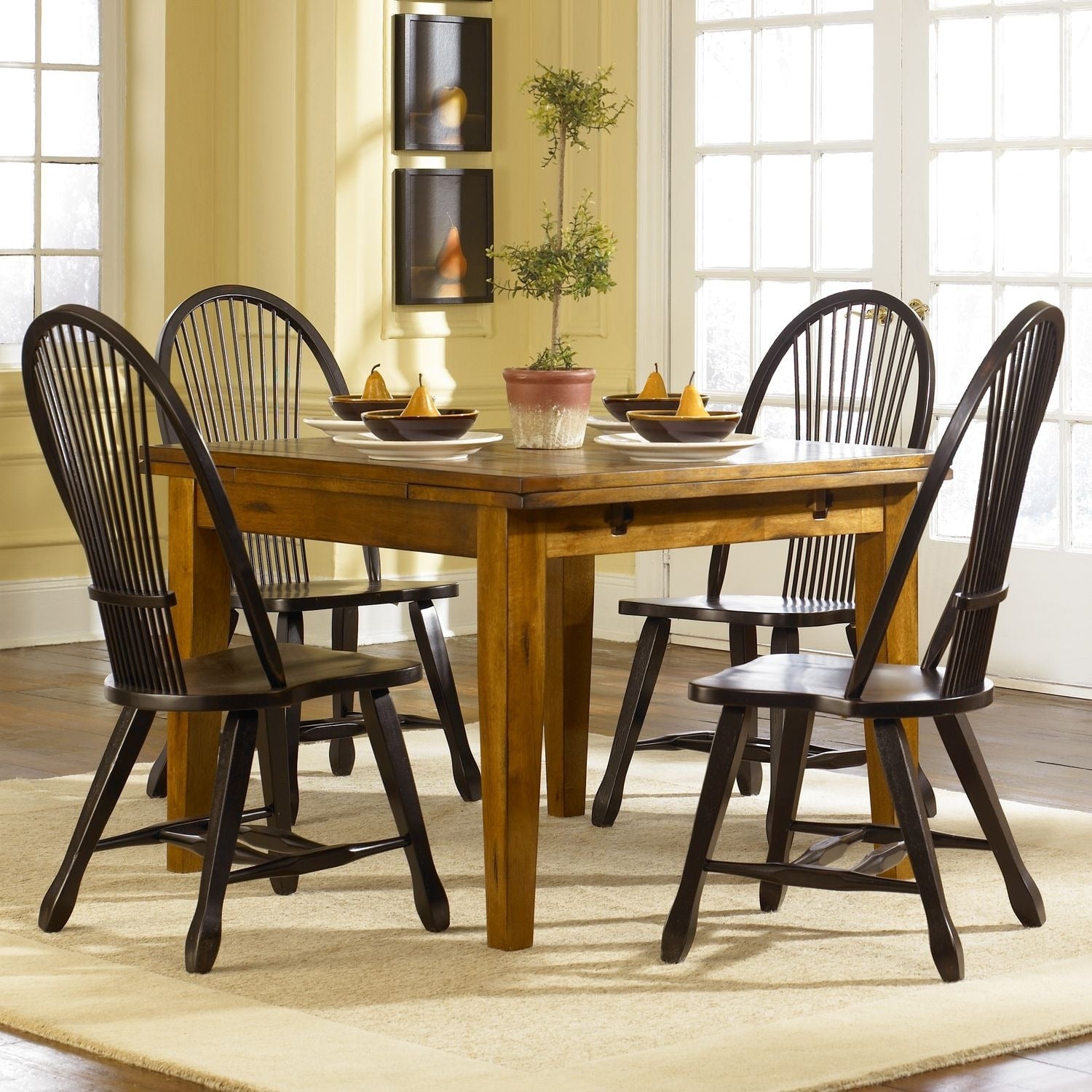 Treasures Rustic Oak 5 Piece Sheaf Back Retractable Dinette Set