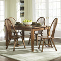 Treasures Rustic Oak 5 Piece Sheaf Back Solid Top Dinette Set