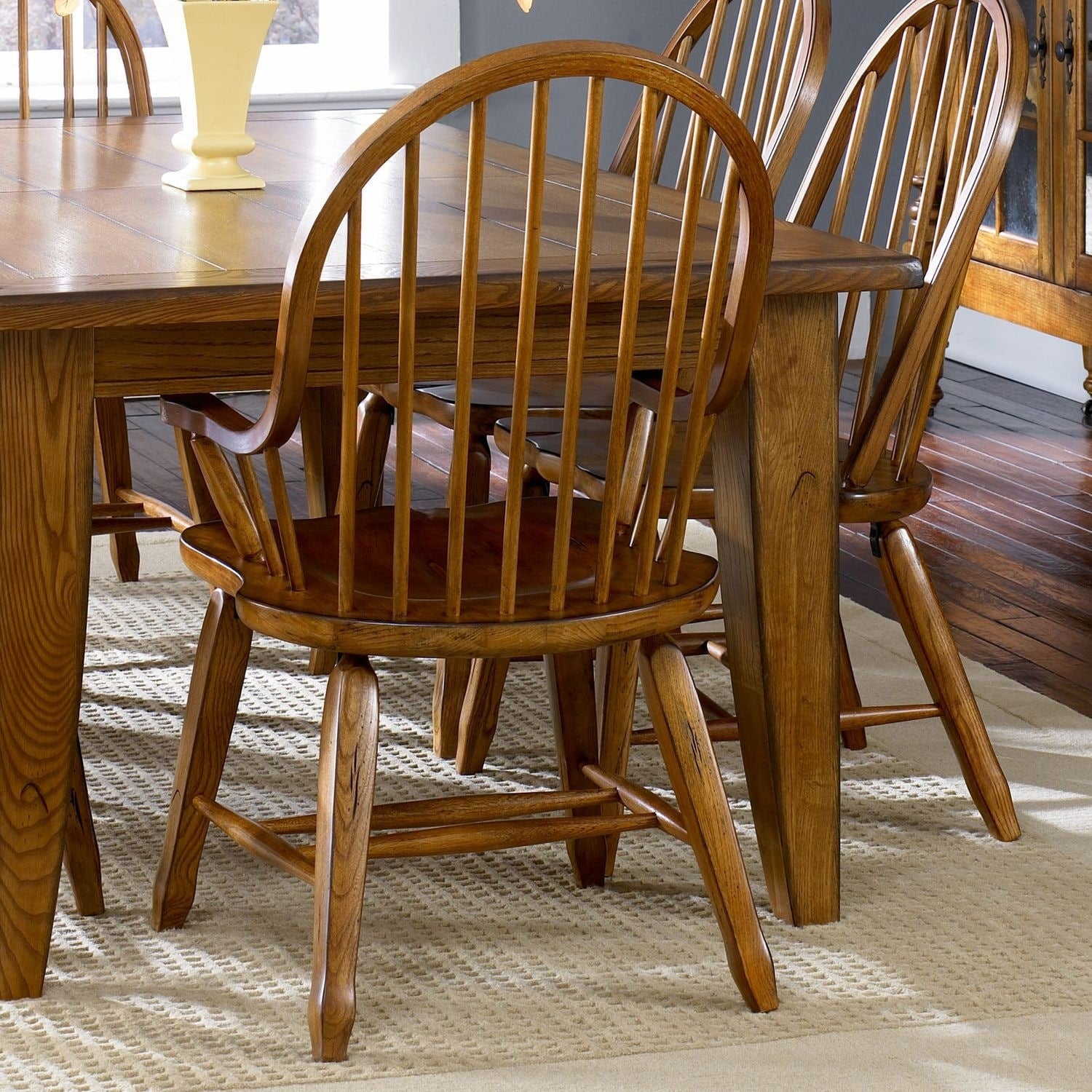 Treasures Rustic Oak Bow Back Arm Chair