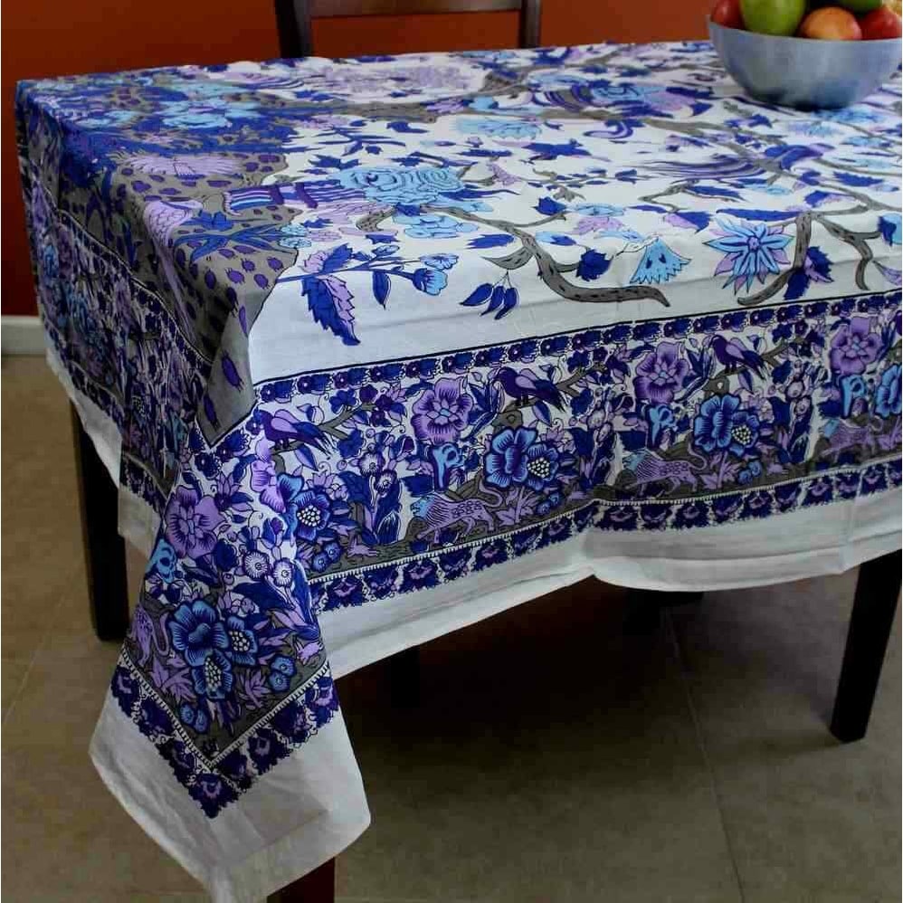 Tree Of Life Tablecloth For Square Tables Cotton Floral Tablecloth Round 72 Inch 72 Inches