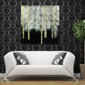 Treeline Ii Abstract Wall Art Reverse Printed Tempered Glass With Silver Leaf