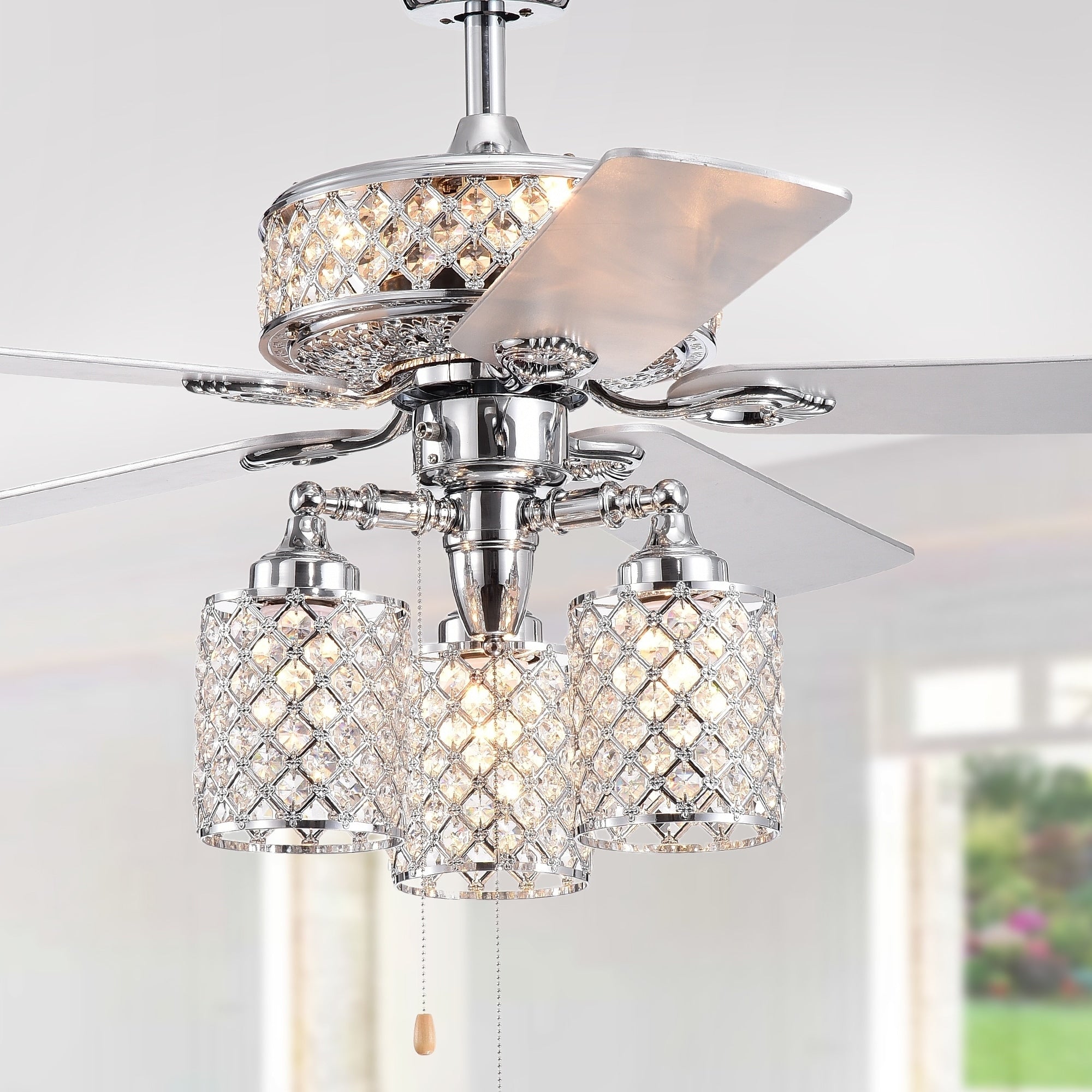 Silver Orchid Lang 52 Inch 5 Blade Chrome Lighted Ceiling Fan