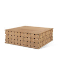 Trellyn 48 Light Drak Brown Wood W Carved Woven Base Square Coffee Table 48.0L X 48.0W X 16.0H