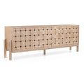 Trellyn Light Brown Solid Wood 4 Door Sideboard With Carved Woven Doors 84.0L X 18.0W X 30.0H