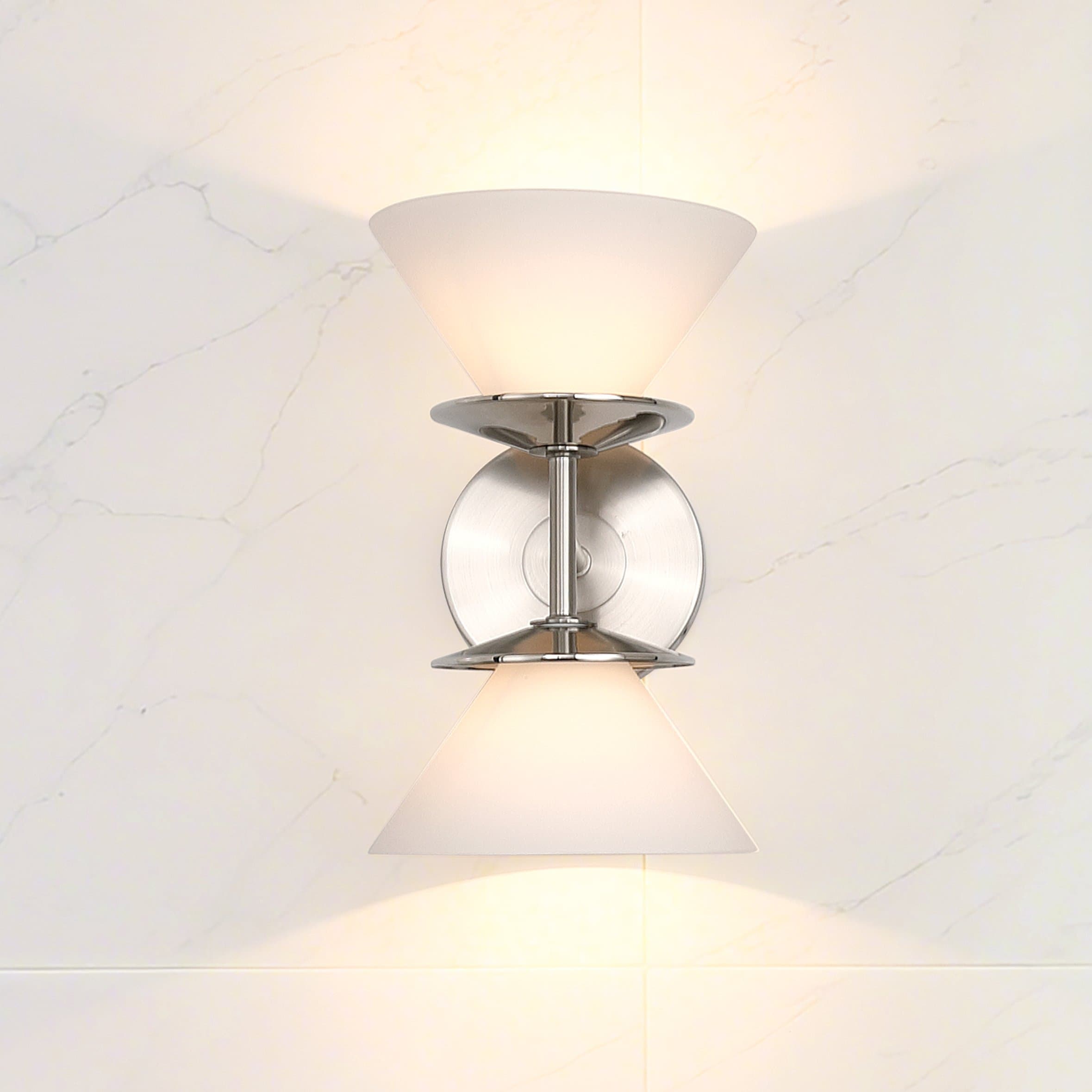 Tremolo 11 Inch 2 Light Brushed Nickel And Polished Nickel Vanity Light With Etched Opal Glass