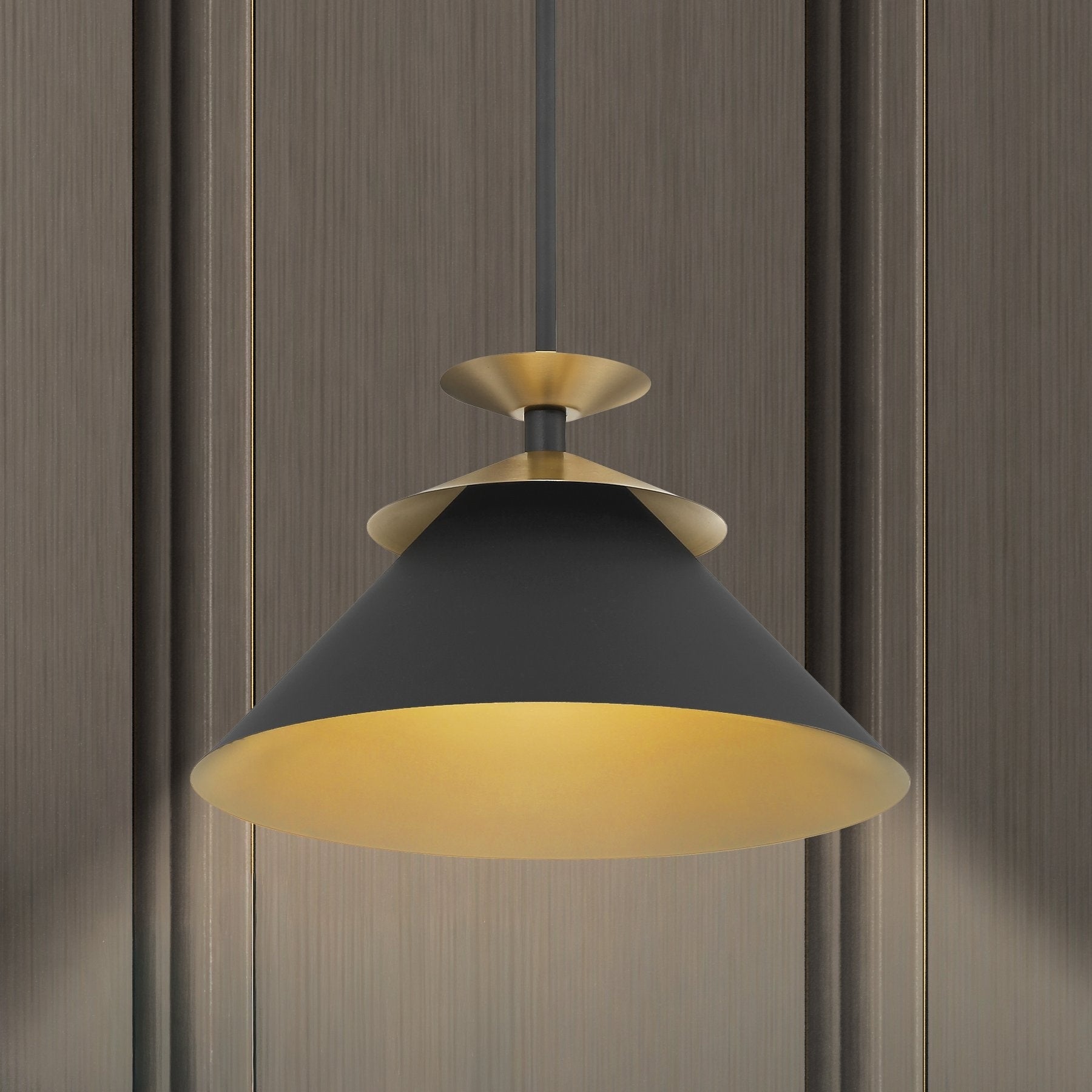 Tremolo 16 Inch 1 Light Textured Black And Champagne Gold Pendant Light