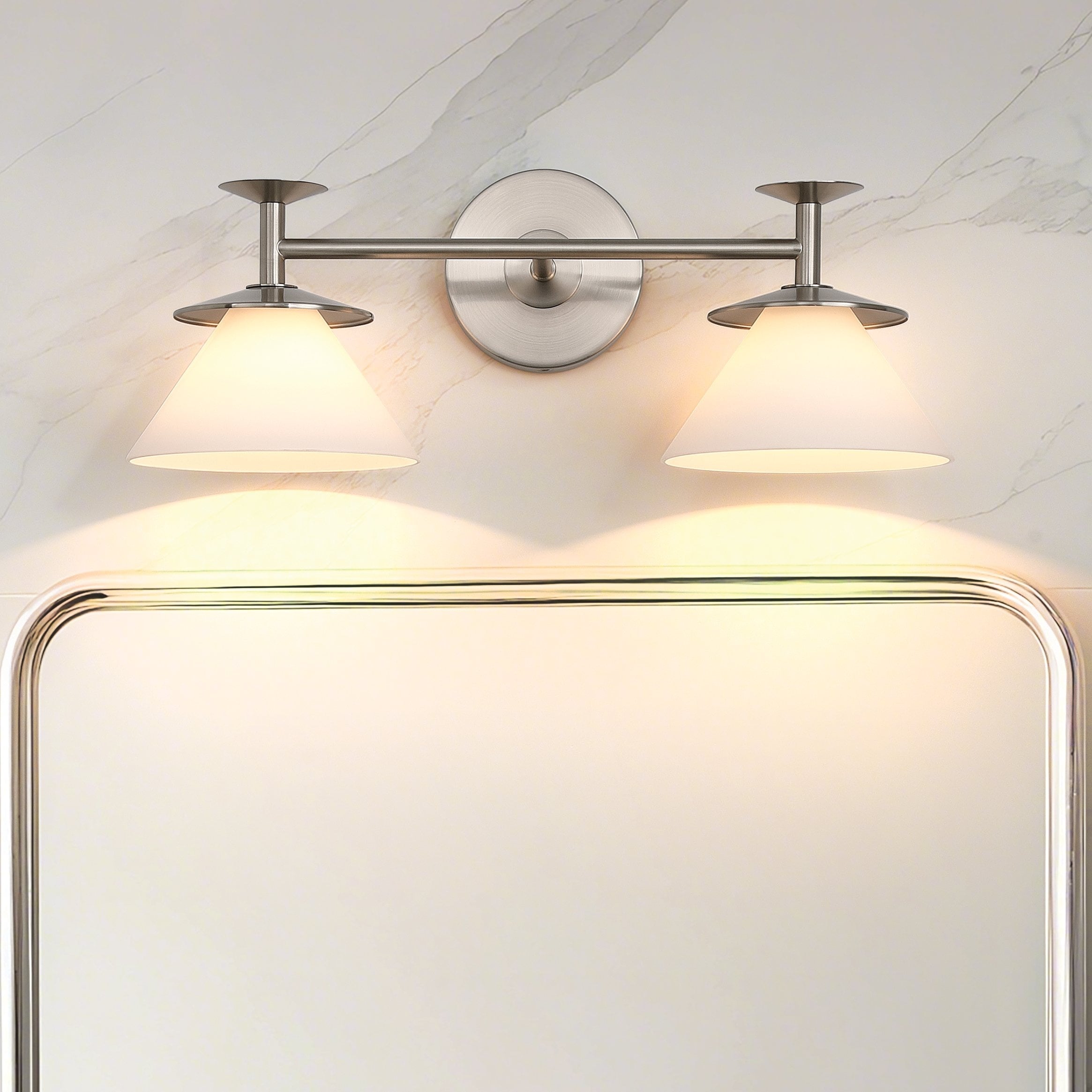 Tremolo 20 Inch 2 Light Brushed Nickel And Polished Nickel Vanity Light With Etched Opal Glass