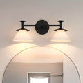 Tremolo 20 Inch 2 Light Matte Black And Champagne Gold Vanity Light With Etched Opal Glass