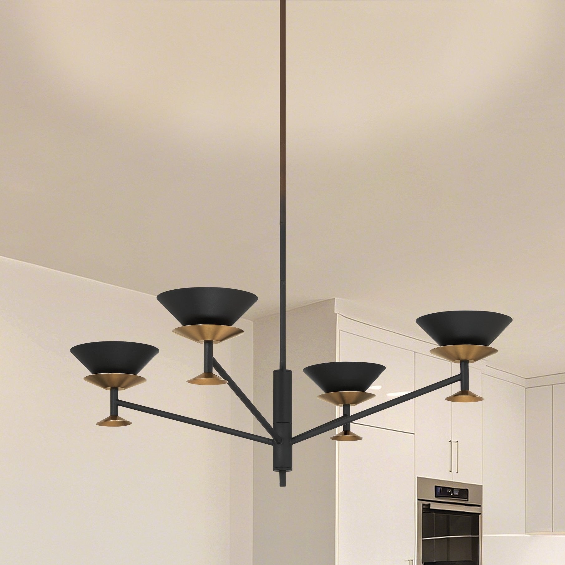 Tremolo 36 Inch 4 Light Textured Black And Champagne Gold Chandelier L 36 X W 36 X H 11.75 X M H 66