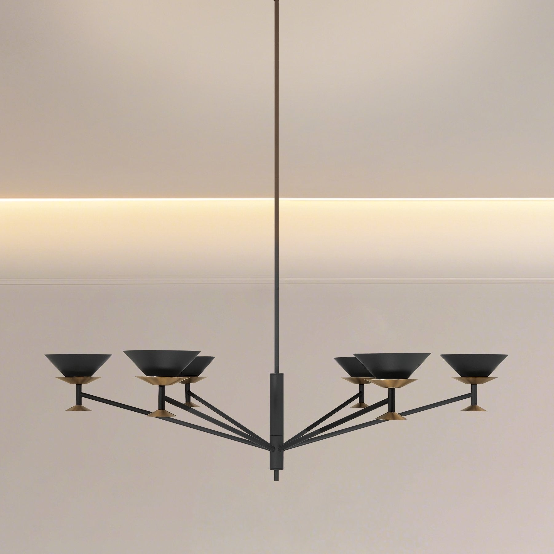Tremolo 48 Inch 6 Light Textured Black And Champagne Gold Chandelier L 48 X W 48 X H 14 X M H 68.25