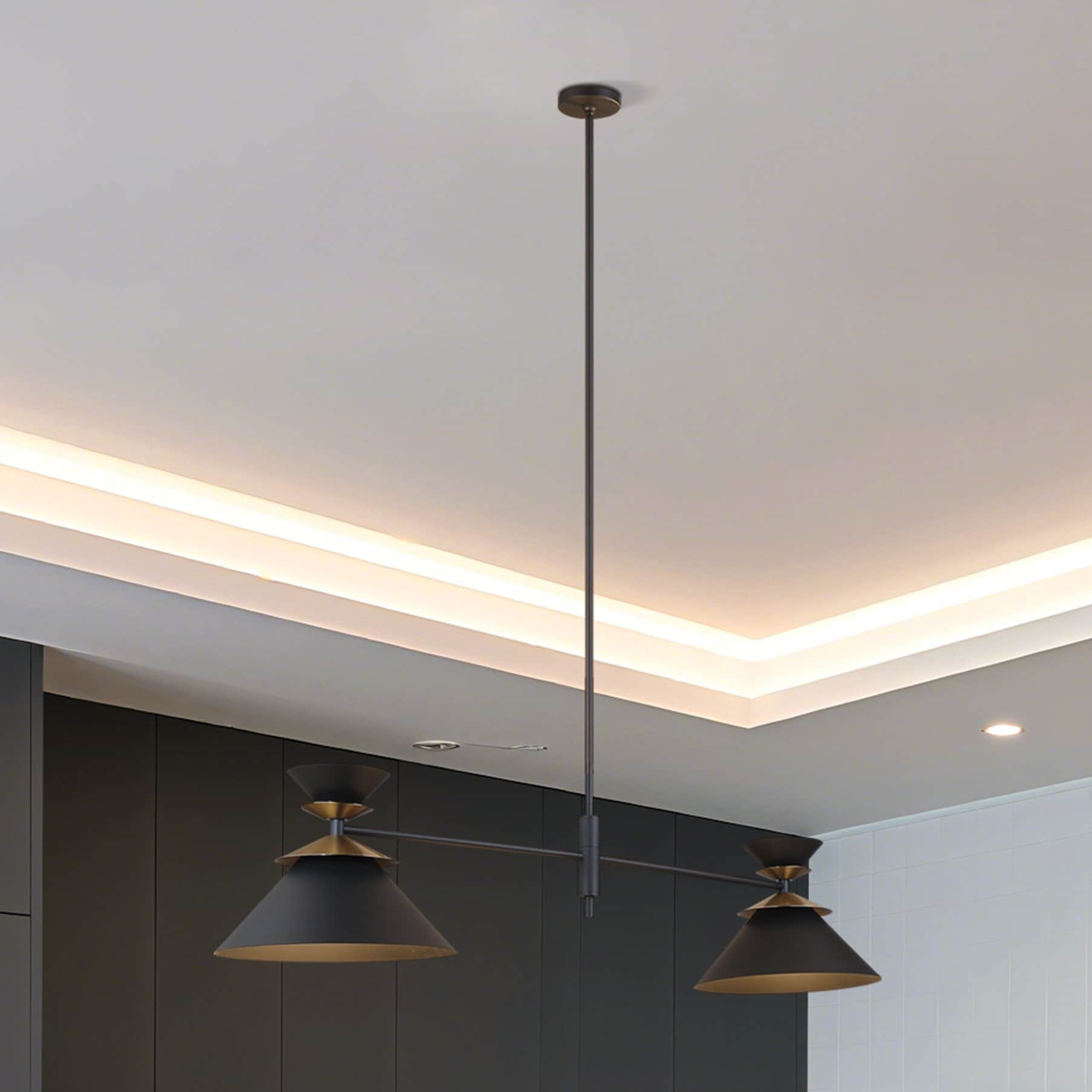 Tremolo 60 Inch 2 Light Textured Black And Champagne Gold Linear Chandelier L 60 X W 16.25 X H 12.25 X M H 68.5
