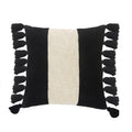 Tri Stripe Black And Ivory Fringe Pillow
