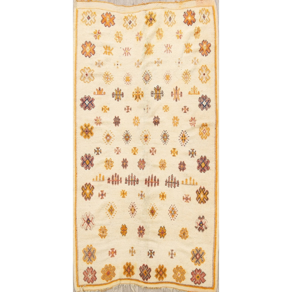 Tribal Moroccan Oriental Area Rug Wool Hand Knotted Foyer Carpet 47 X 710