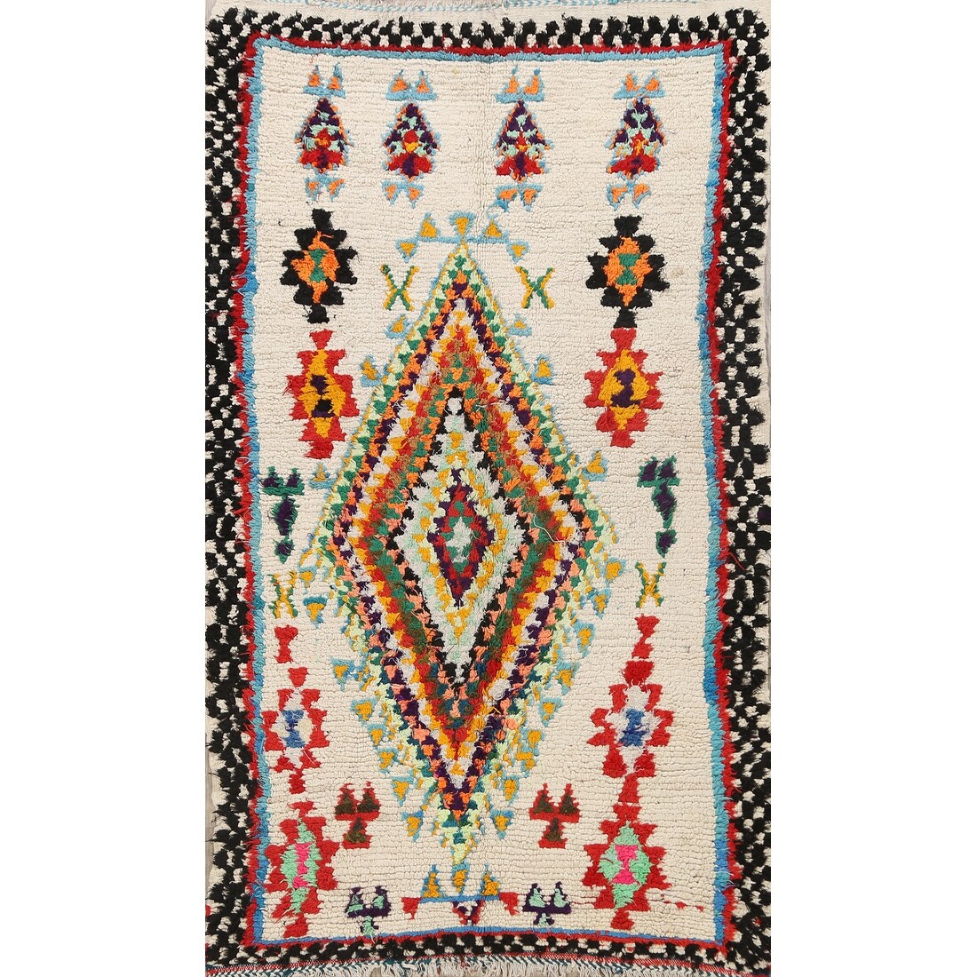 Tribal Moroccan Oriental Area Rug Wool Handmade Foyer Carpet 45 X 77