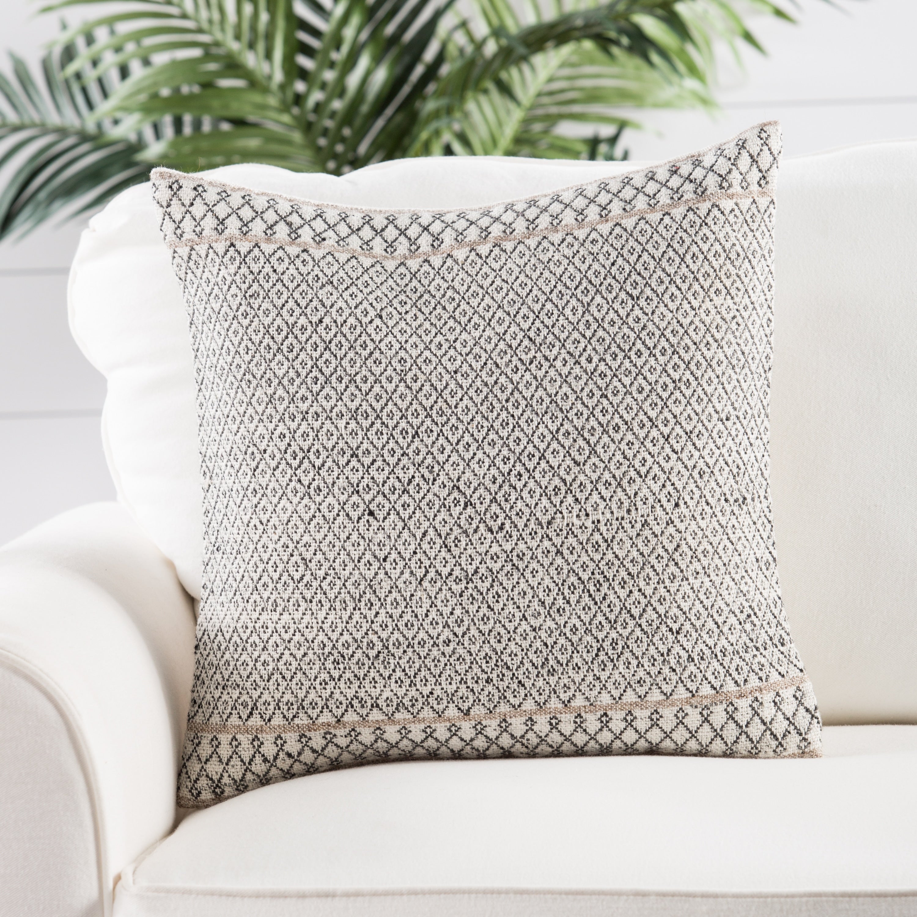 Tribal Pattern Ivory Black Throw Pillow 18 Inch