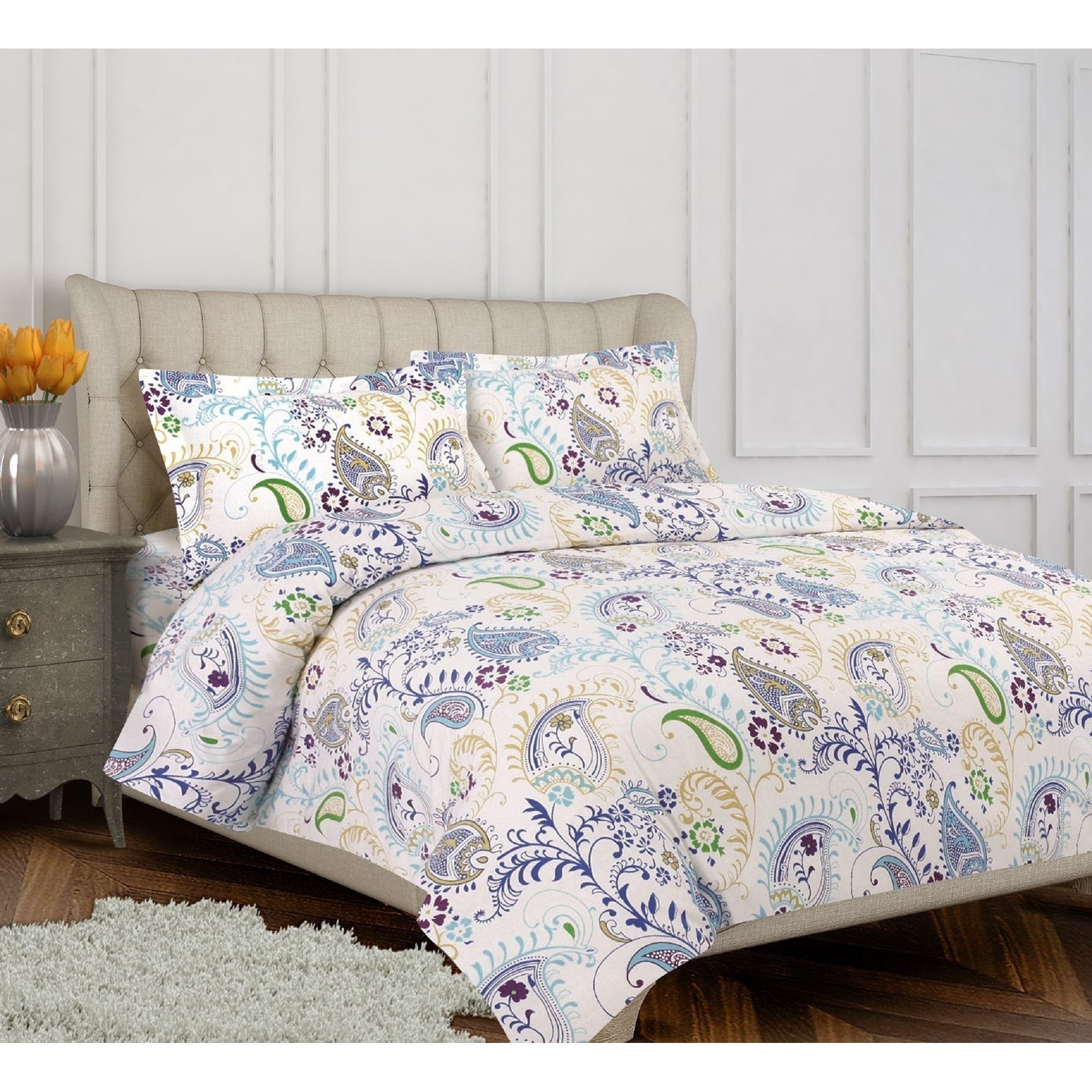 Tribeca Living Paisley Garden 3 Piece Duvet Cover Set