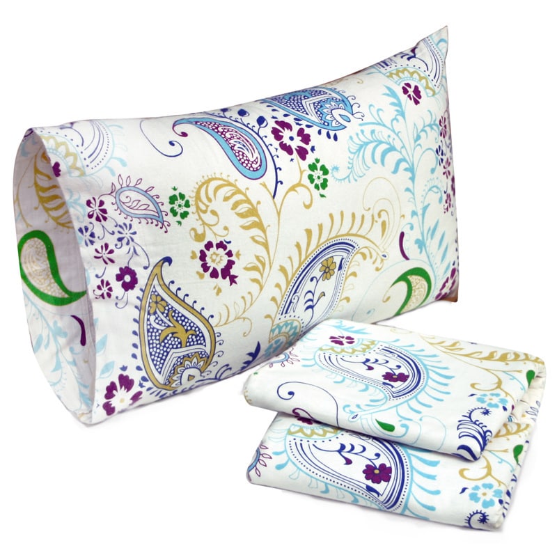 Tribeca Living Paisley Garden Printed Deep Pocket Flannel Sheet Set