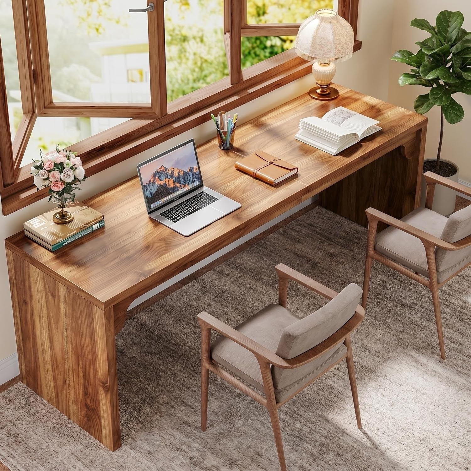 Tribesigns 78.7 Inch Extra Long Desk Two Person Long Computer Desk Double Writing Table For Home Office