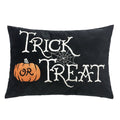 Trick Or Treat Halloween Lumbar Pillow Embroidered Black Cushion With Insert Set Of 2