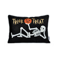 Trick Or Treat Skeleton Velvet Throw Pillow Halloween Lumbar Accent Set Of 2