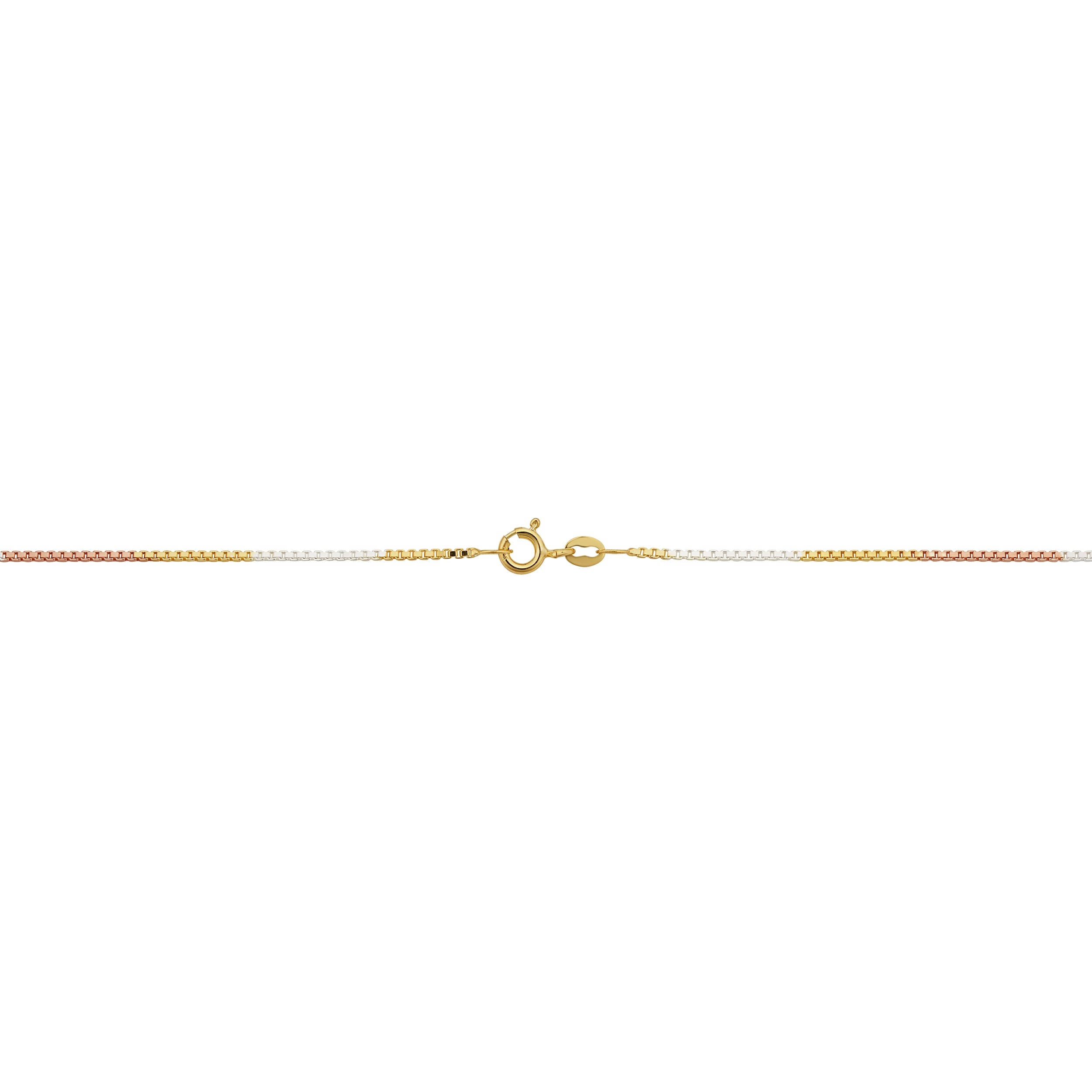 High Polish 14 Karat Tricolor Gold Over Sterling Silver Box Chain
