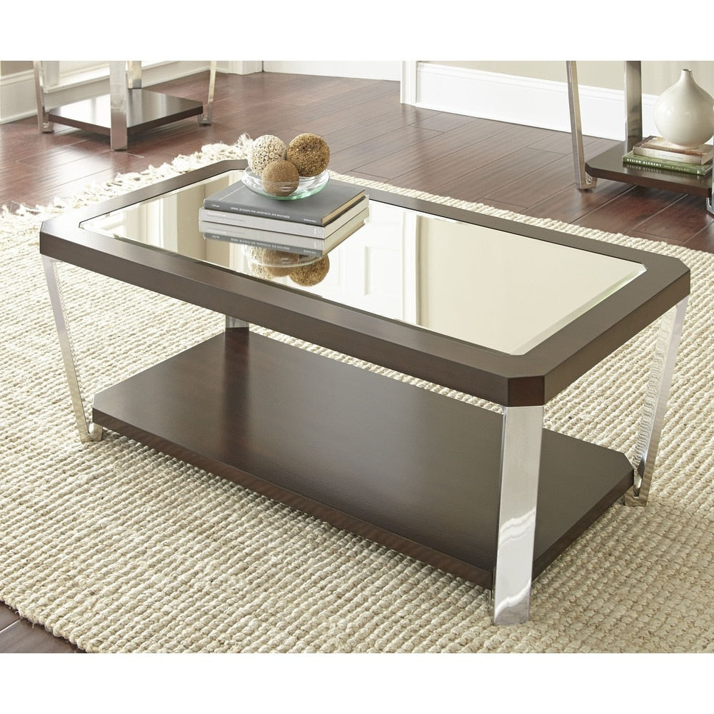 Trimble 48 Inch Rectangle Coffee Table With Mirrored Top By Greyson Living