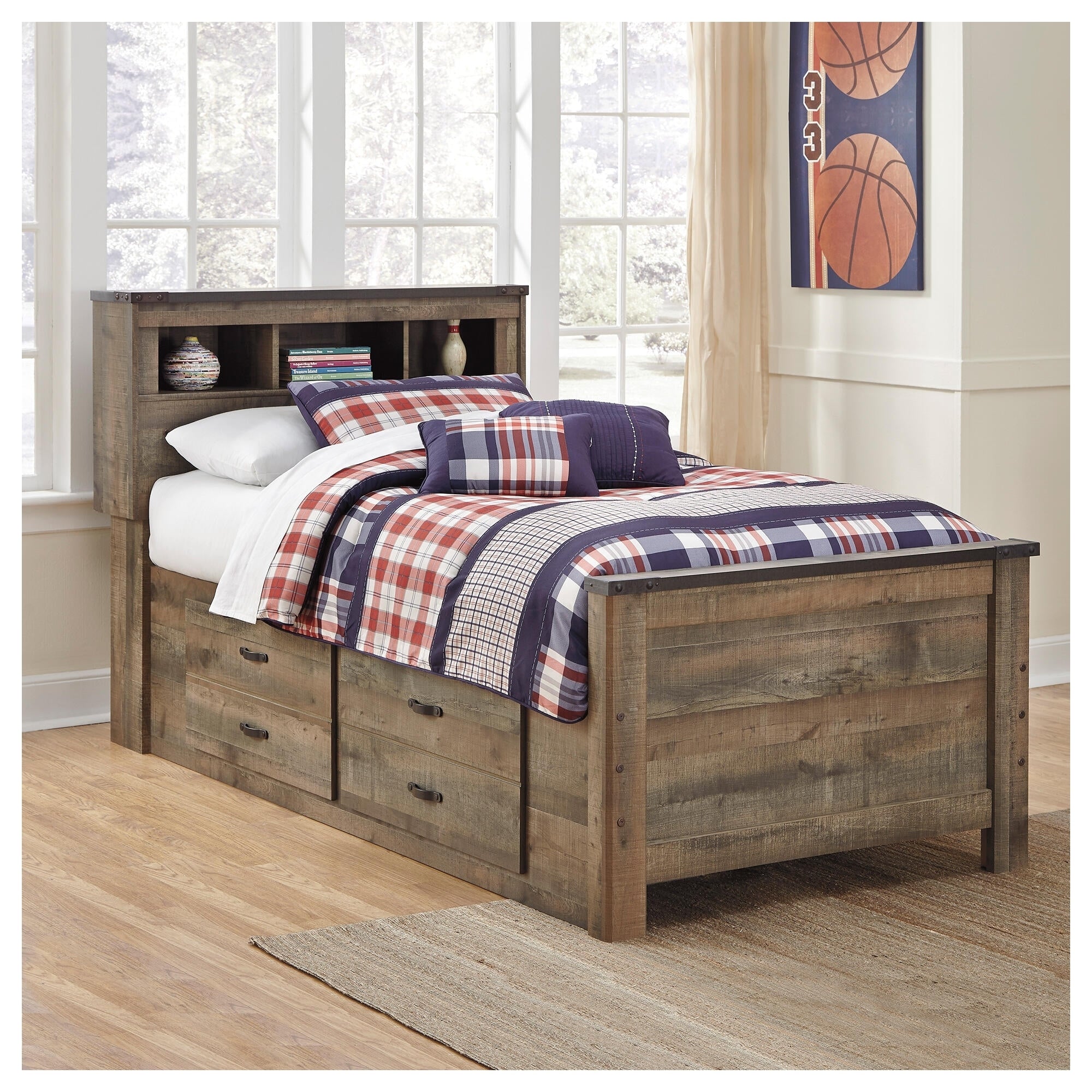 Trinell Bookcase Bed With Trundle Storage