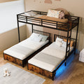 Triple Bunk Bed For Kids 3 Bed Bunk Beds For 3 Metal Triple Bunk Beds Separates Into 3 Twin Beds Noise Reduced Structure Black