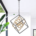 Triplix 3 Light Geometric Gold And Black Chandelier