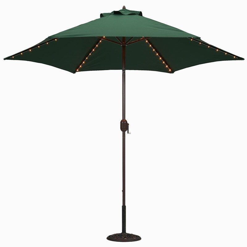 Tropishade 9 Foot Green Aluminum Bronze Lighted Market Umbrella