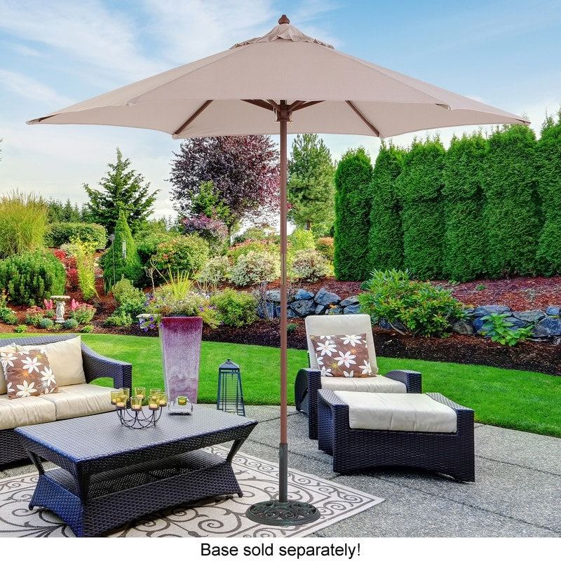 Tropishade 9 Wood Market Umbrella With Beige Cover