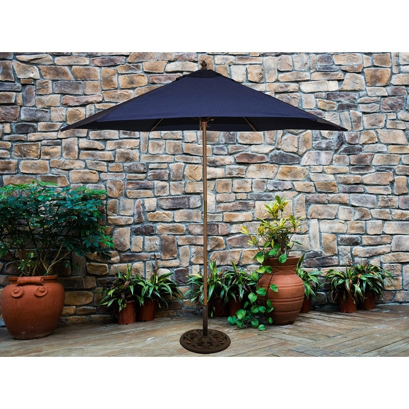 Tropishade 9 Wood Market Umbrella With Navy Cover