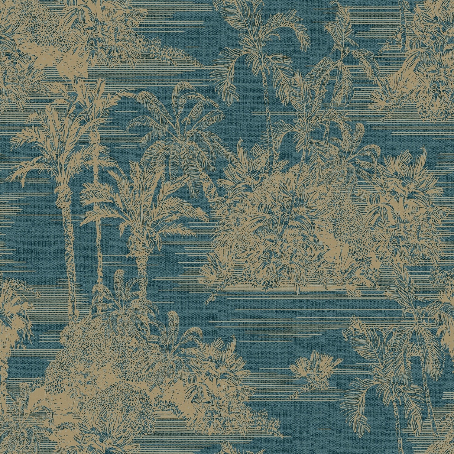 Tropic Archive Toile Teal Peel Stick Wallpaper