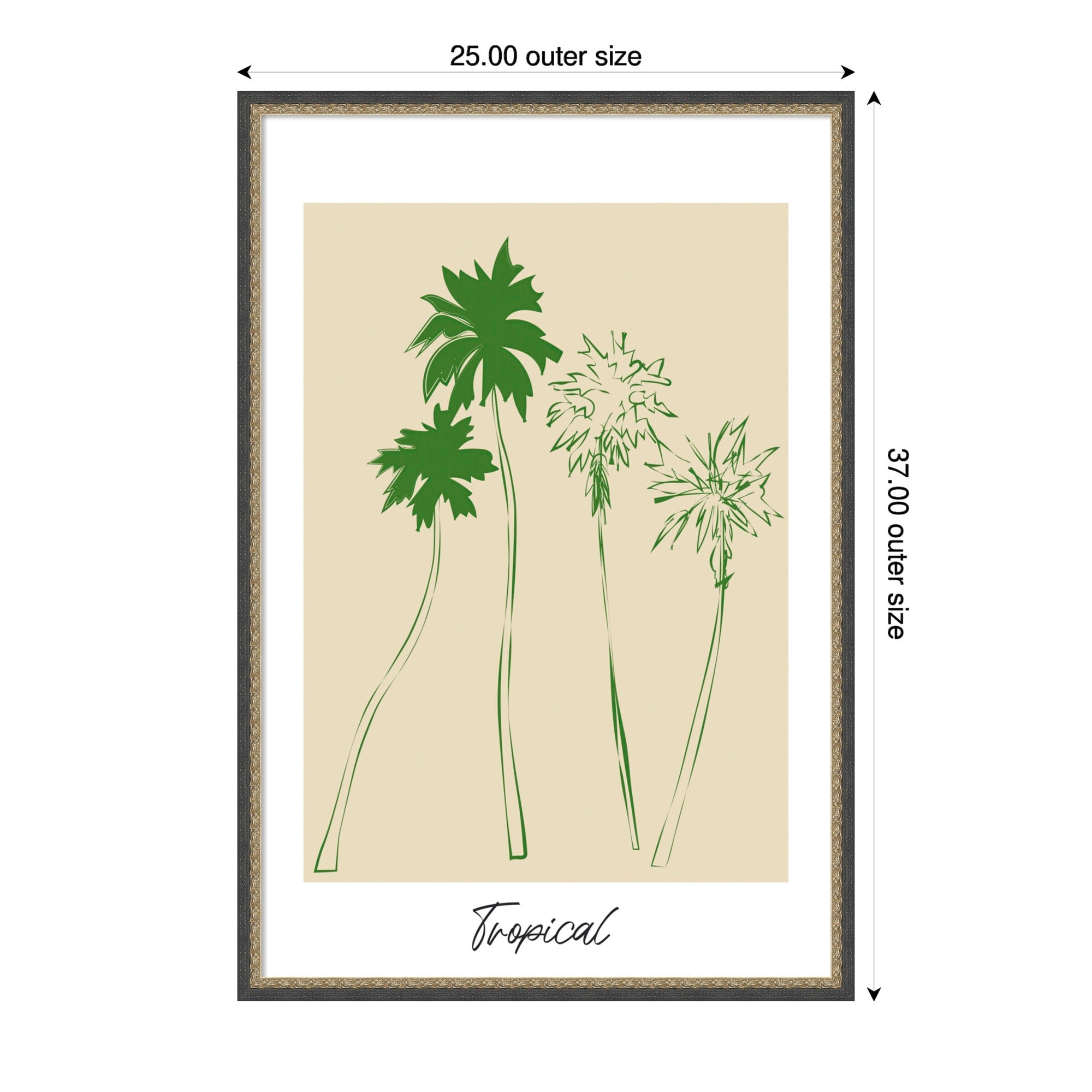 Tropical 02 Green Palm By Treechild Framed Mounted Canvas Wall Art Print