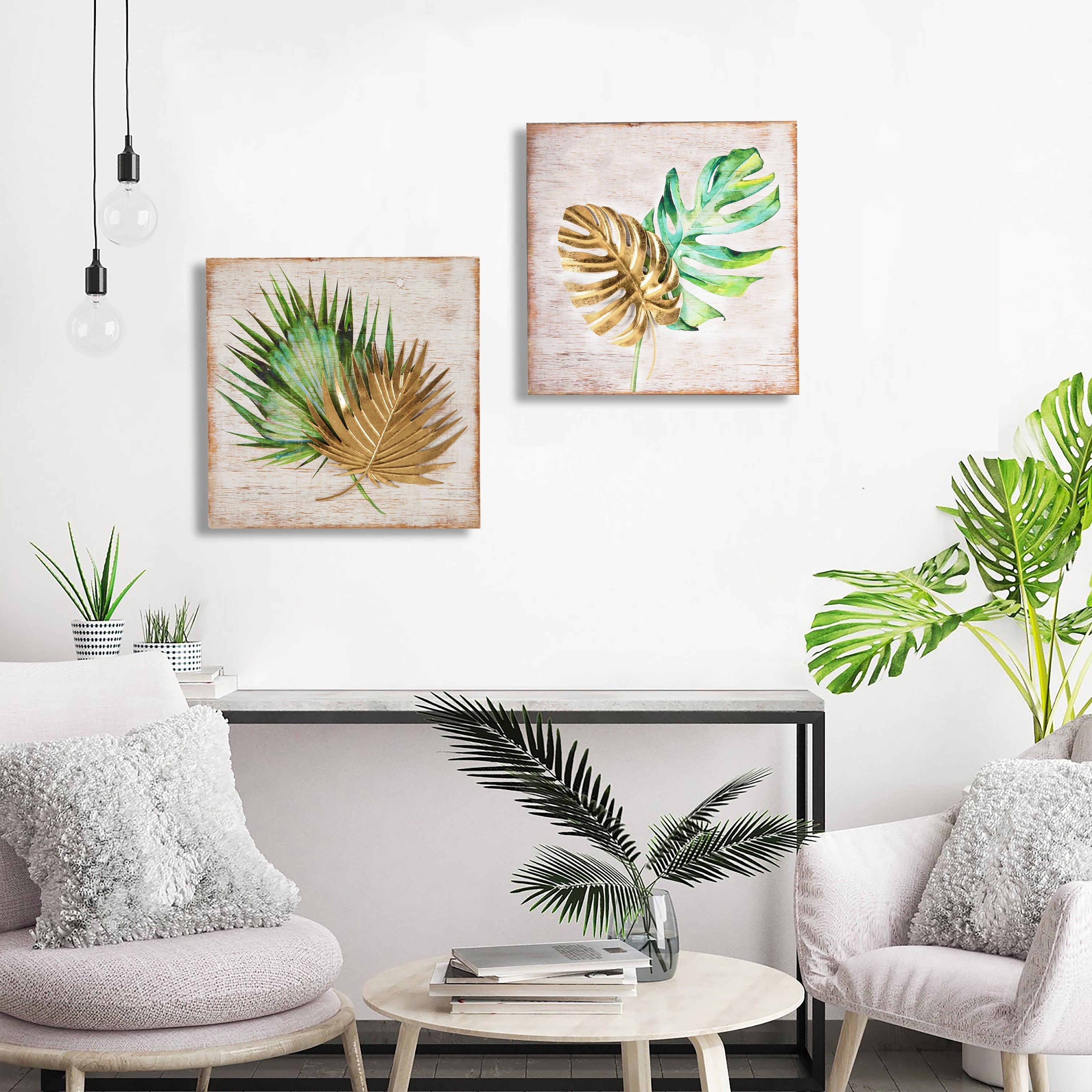 Set Of 2 Leaf Wall Plaque