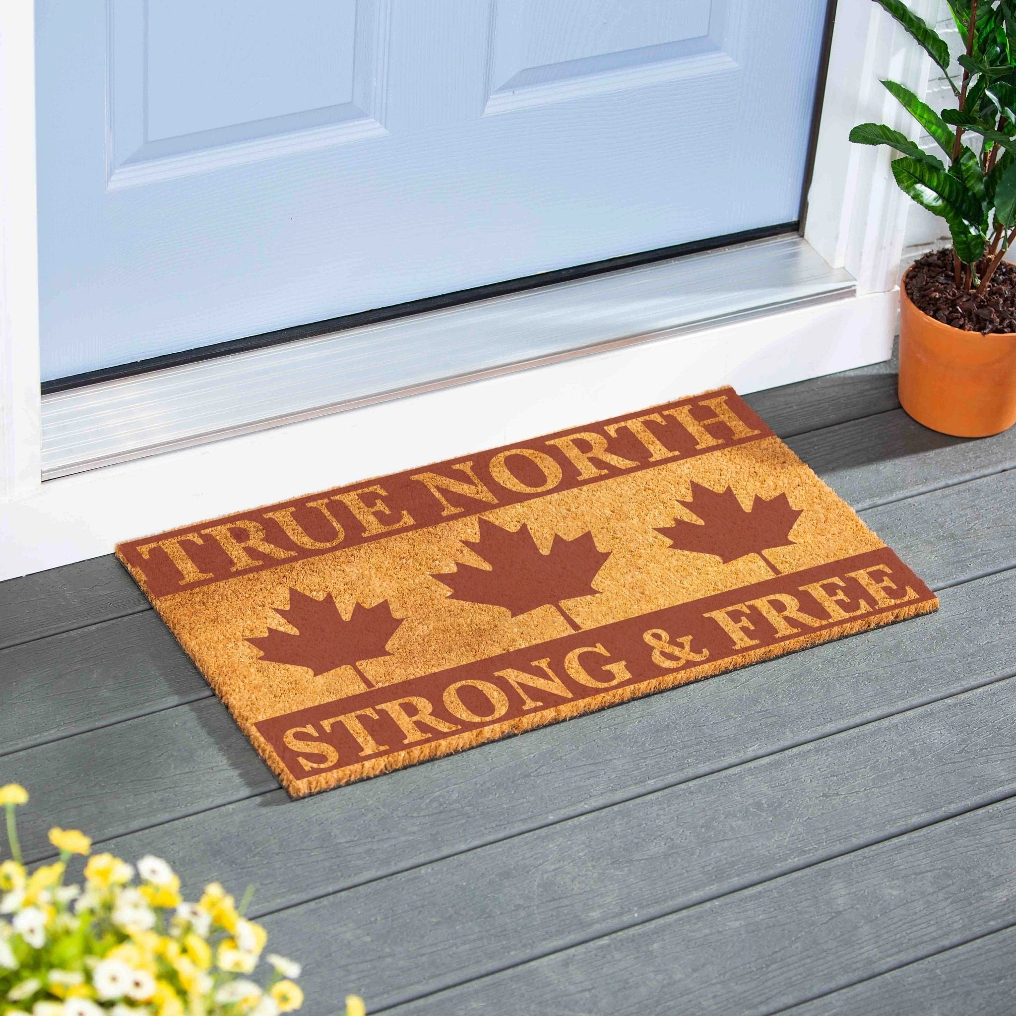 True North Strong And Free Coir Door Mat