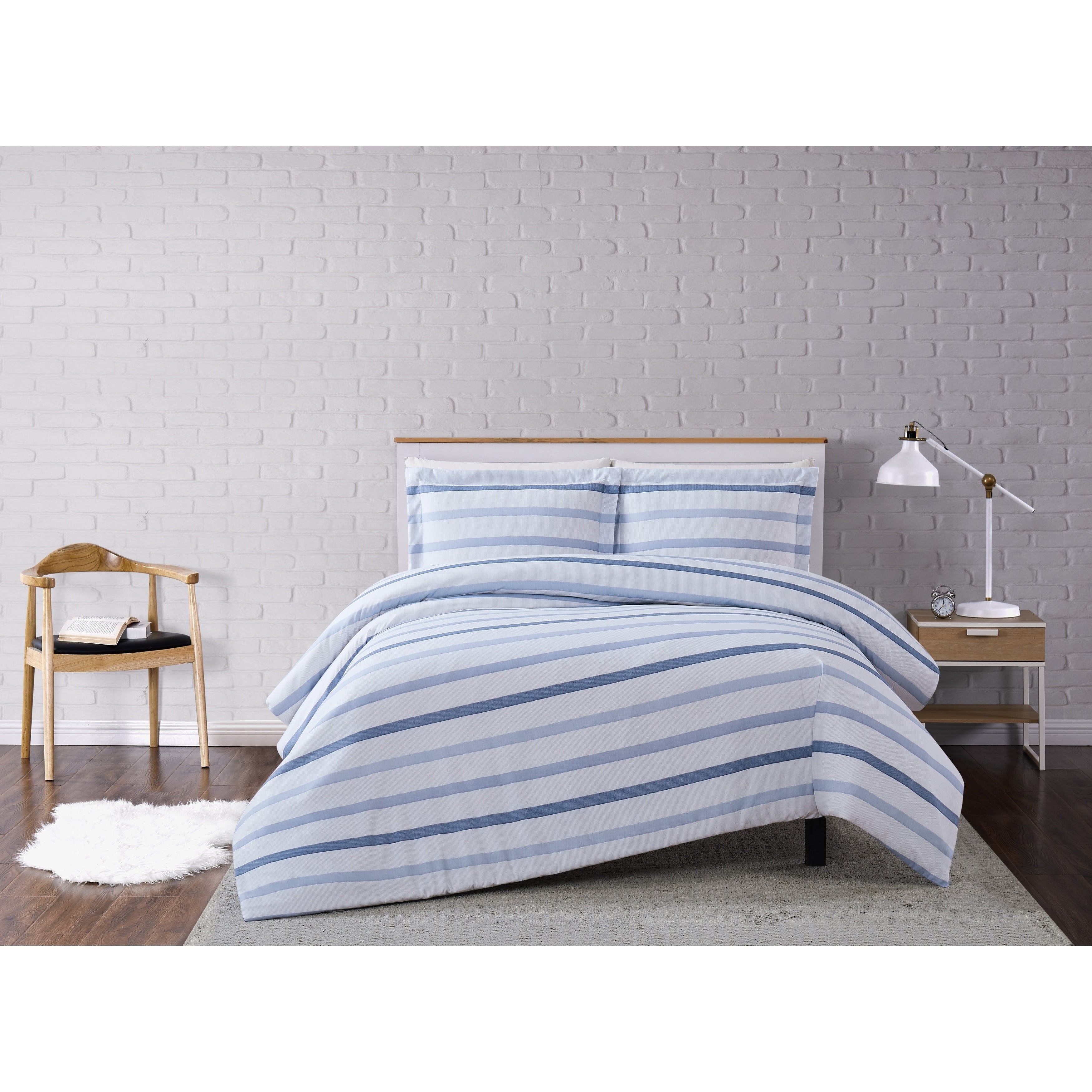 Porch Den Brentford Waffle Stripe Duvet Cover Set