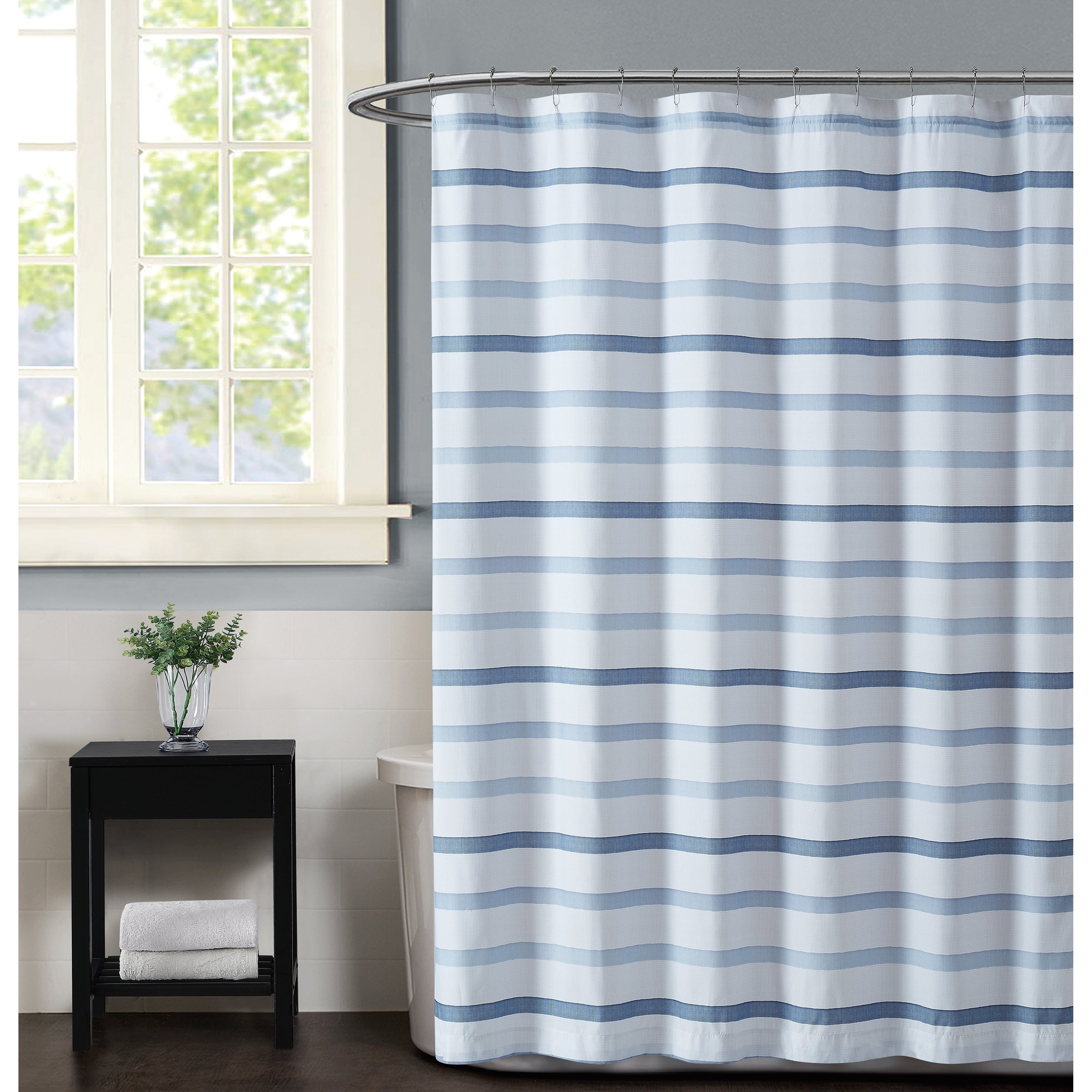 Porch Den Brentford Waffle Stripe Shower Curtain