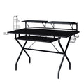 Tubular Metal Frame Computer Desk With 2 Shelves And Cup Holder Black