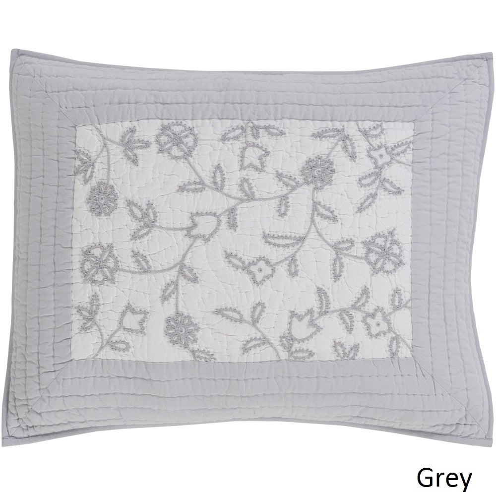 Tucker Floral Grey Cotton Linen Sham