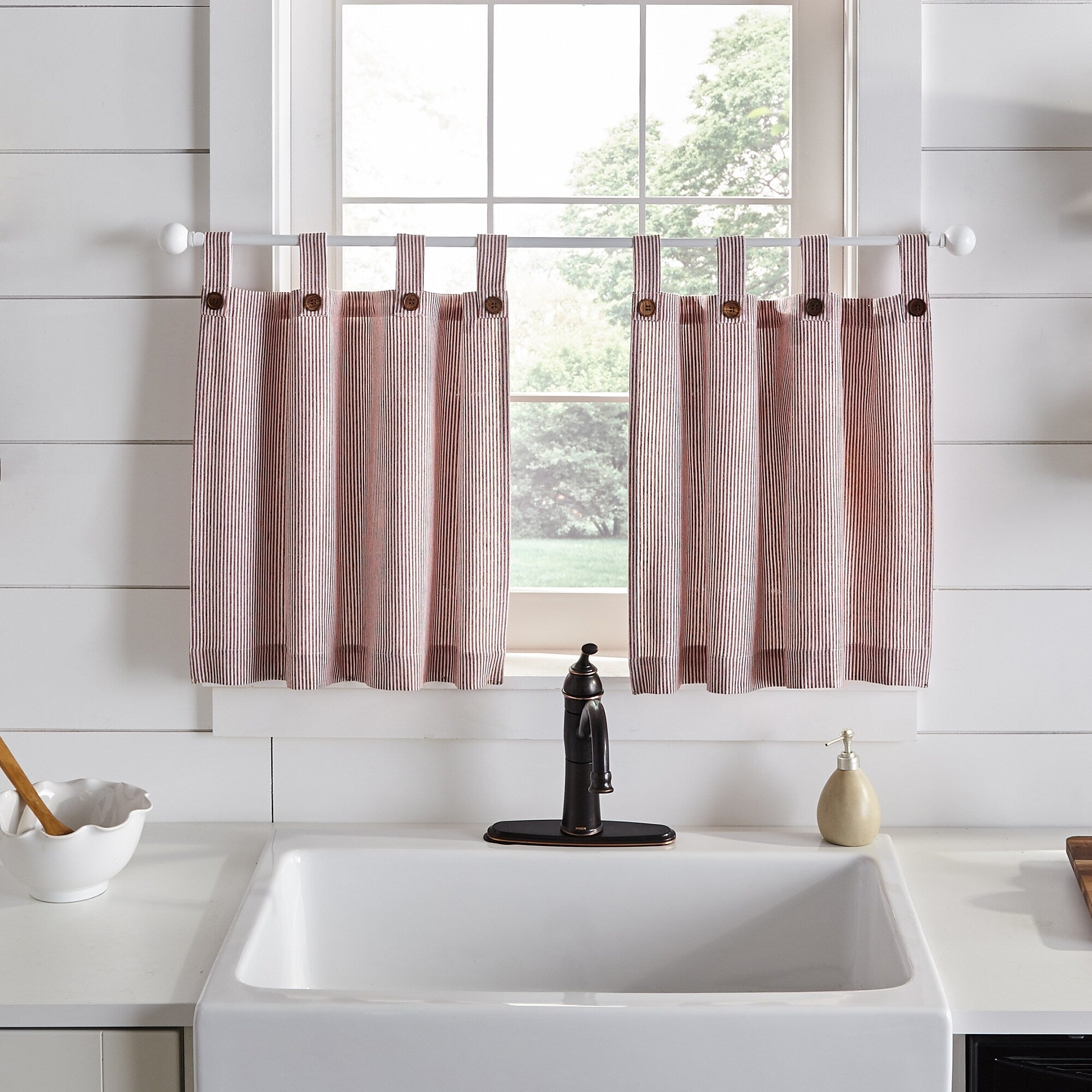 Tucker Ticking Stripe Window Tier Set