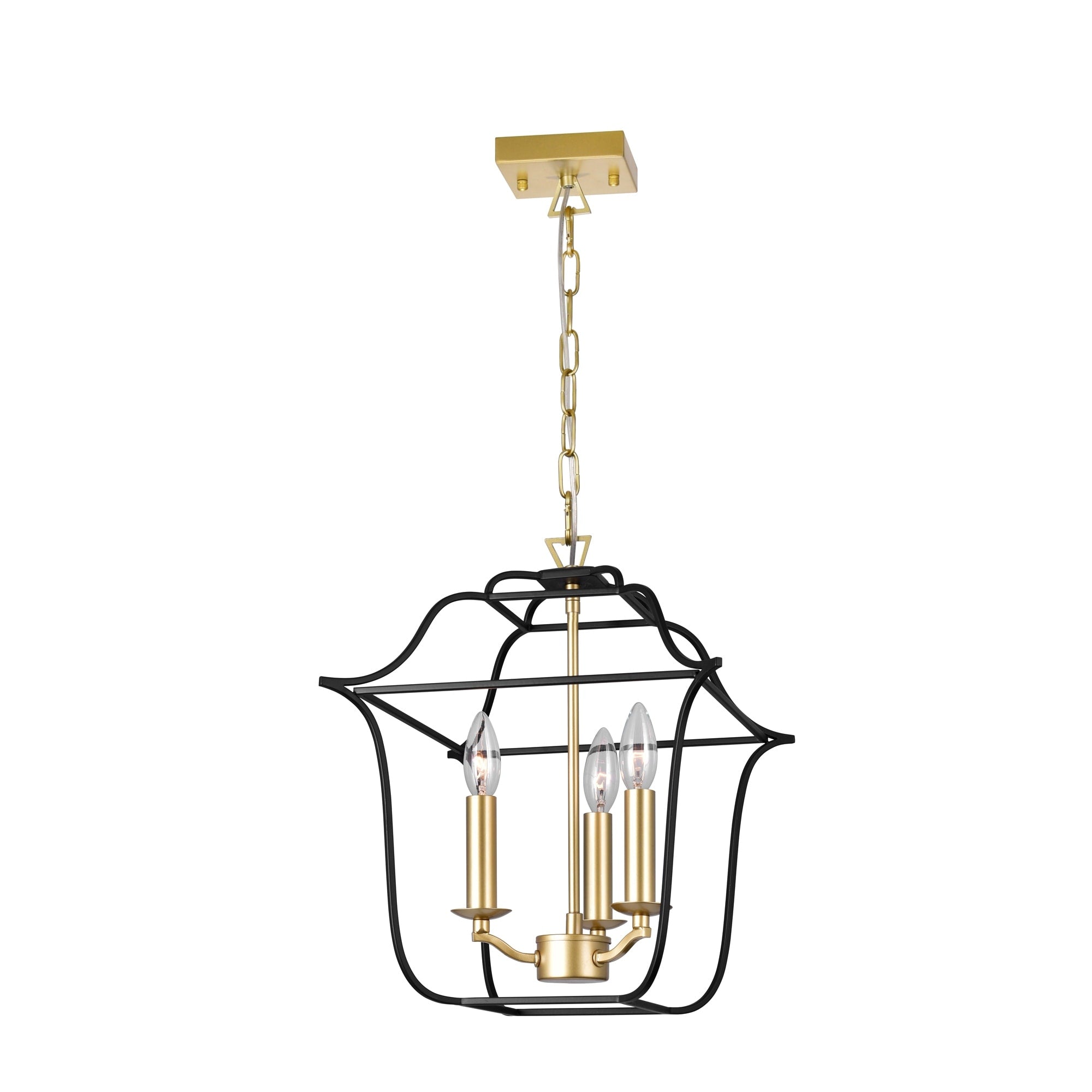 3 Light Pendant With Satin Gold Black Finish 12 Inch