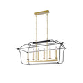 6 Light Pool Table Chandelier With Satin Gold Black Finish 36 Inch
