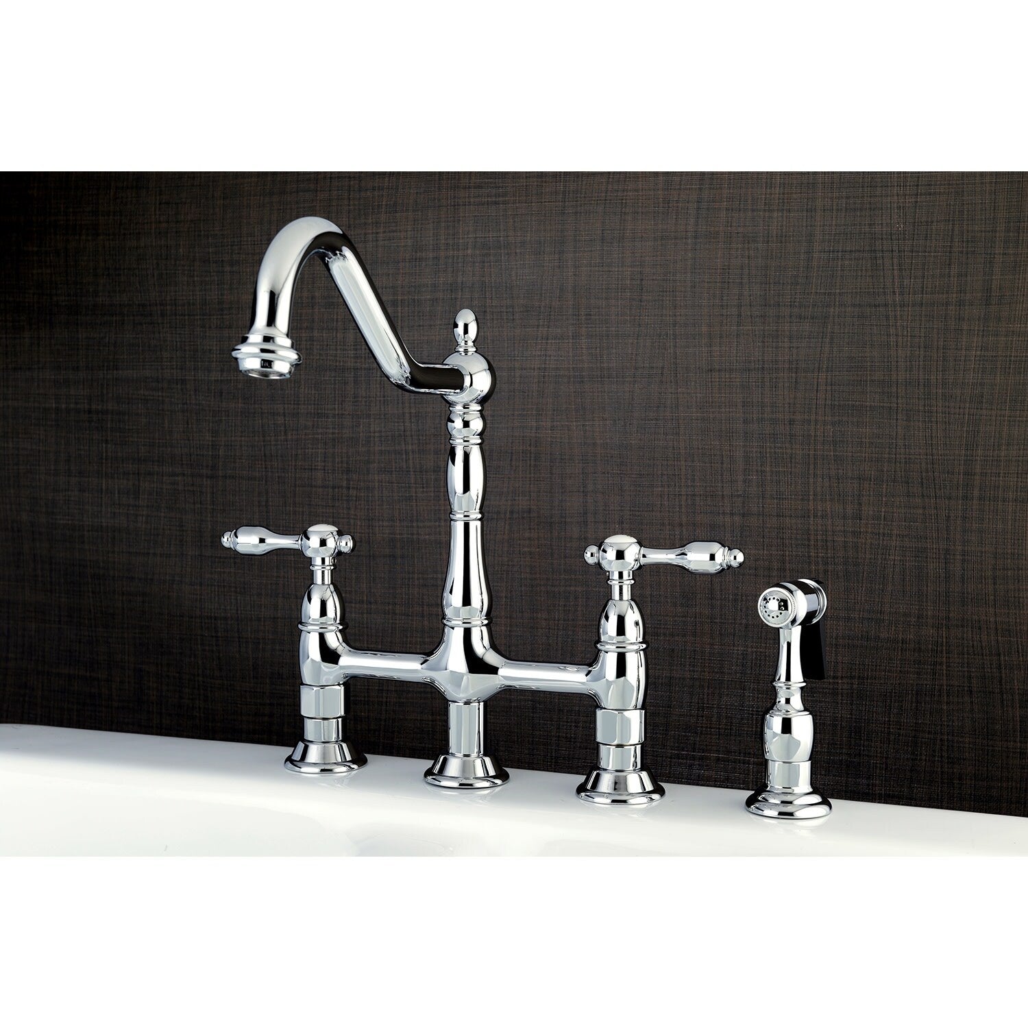 Tudor Bridge Kitchen Faucet With Brass Sprayer