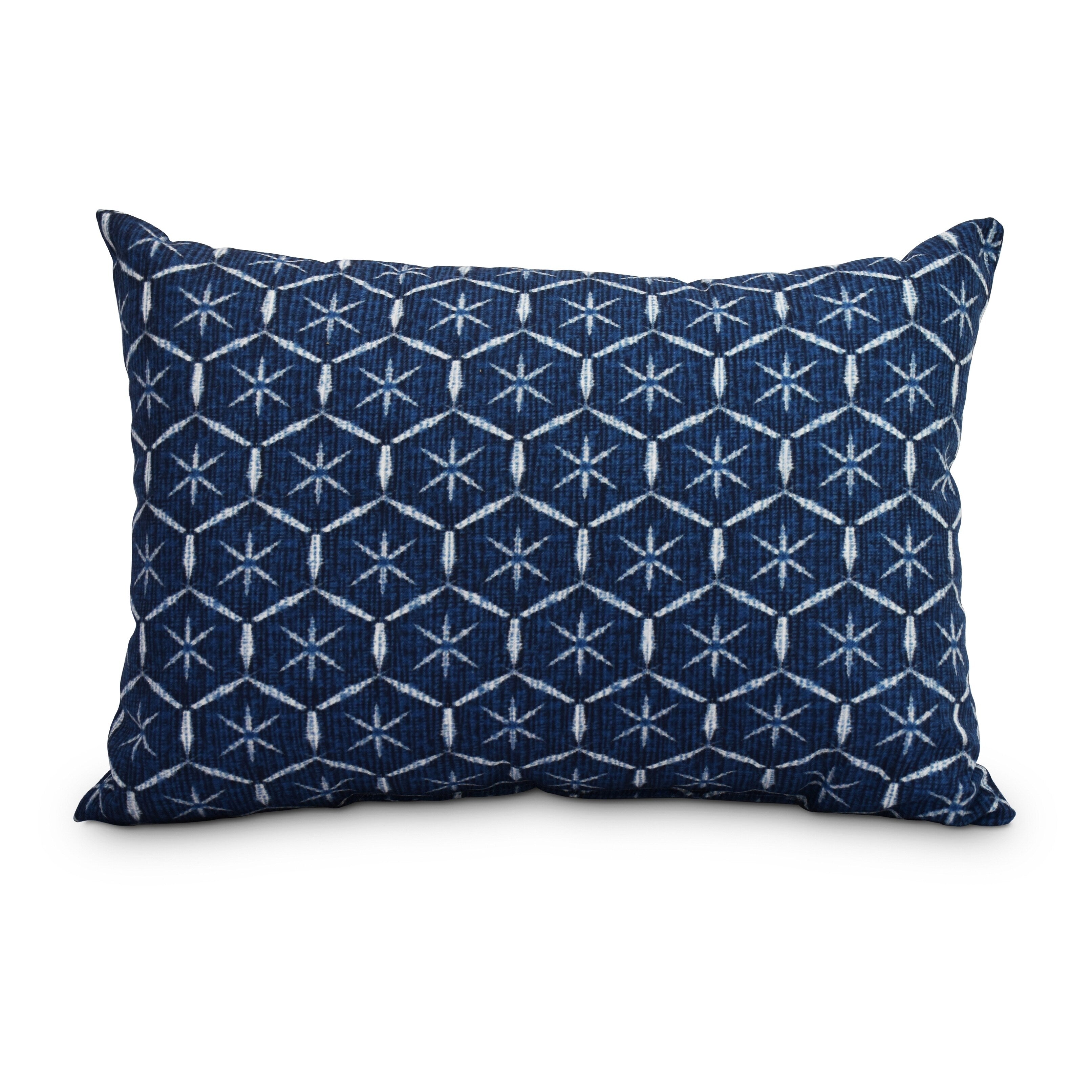 Tufted 14 X20 Inch Navy Blue Abstract Decorative Outdoor Pillow