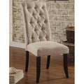 Tufted Beige Finish Upholstered Side Chairs Rustic