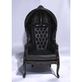 Tufted Black Faux Leather Balloon Back Chair