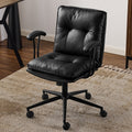 Tufted Button Faux Leather Swivel Office Chair N A