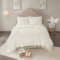Tufted Cotton Chenille Medallion Fringe Coverlet Mini Set Off White King Cal King