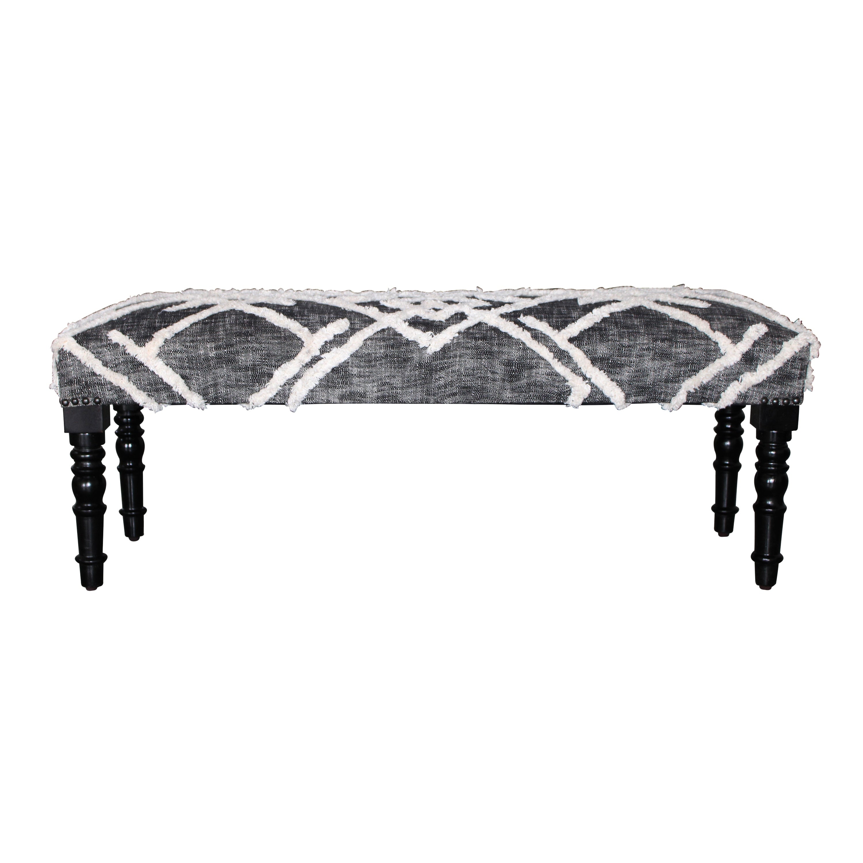 Tufted Geometric Diamond And Distressed Bench 16 X 311 X 14